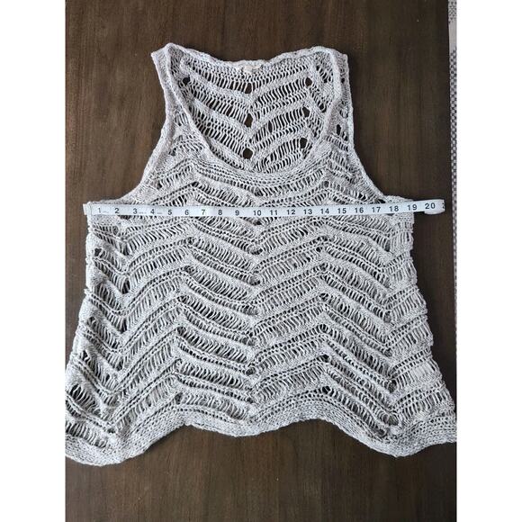 Eileen Fisher Dark Pearl Cotton Wonder Scallop Scoop Neck Crochet Tank M Ibiza - Picture 7 of 8